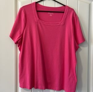 Kim Rogers short sleeve square neck pink short sleeve tee, size 2x